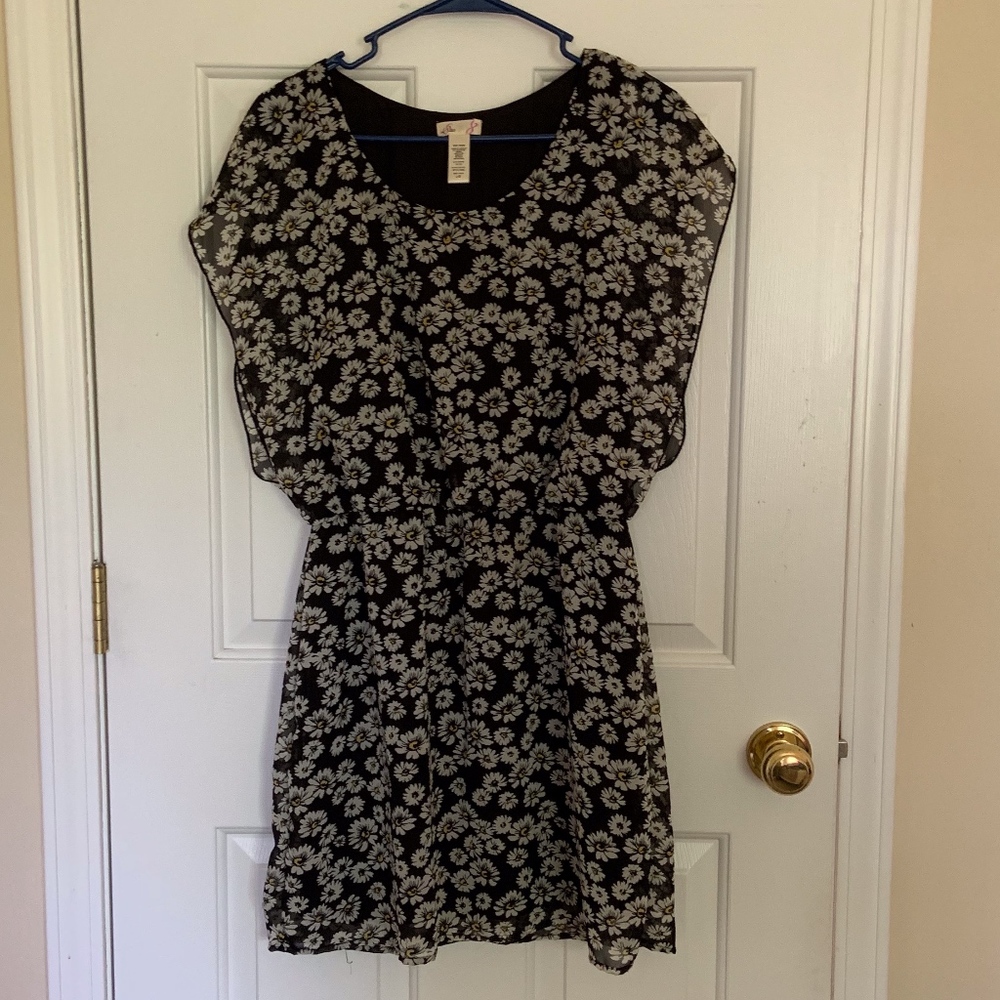 Black dress with daisy print